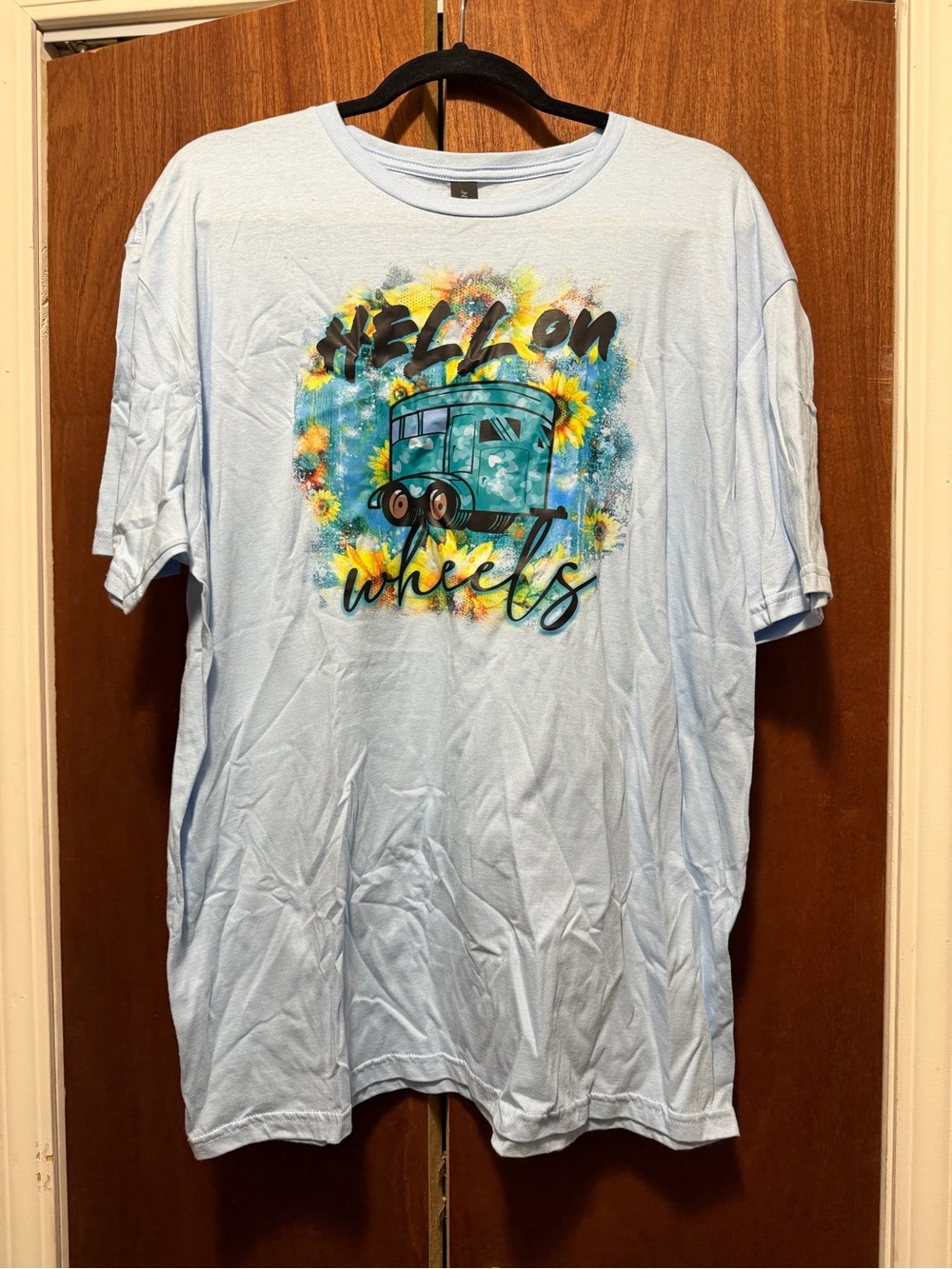 Light Blue Graphic 'Hell on Wheels' Women's T‑Shirt